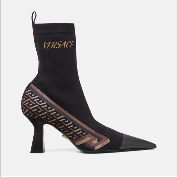 Versace Shoes - VERSACE LA GRECA SIGNATURE SOCK BOOTS size 39